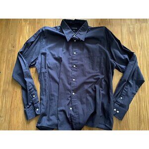 Lands' End Men's Button-Down Navy Shirt (Large)